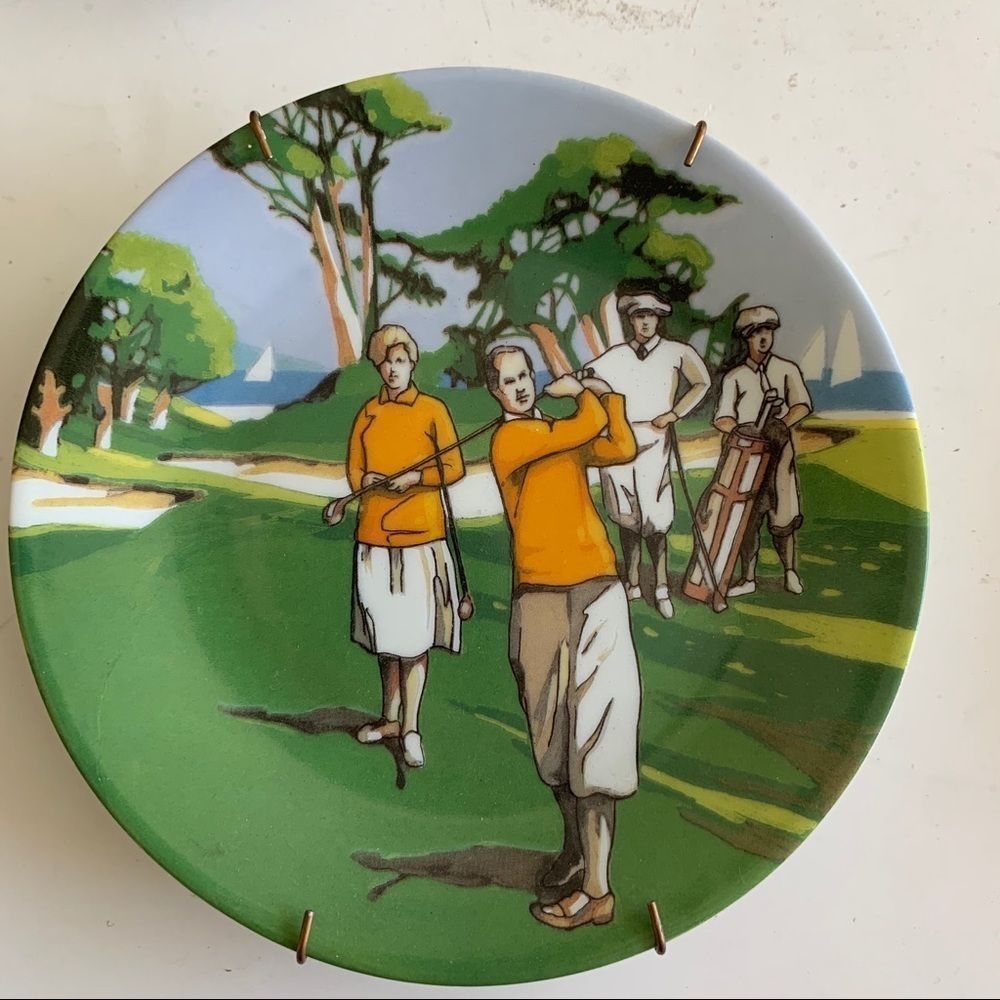 4 Philippe Deshoulieres Limoges golfer plates - Picture 3 of 6
